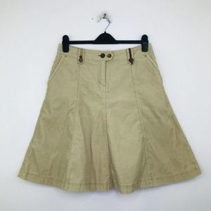 Boden 12 Skirt Khaki Corduroy Knee Length Paneled Circle A-Line Modest AV25
